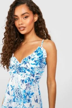 Florales Rüschen-Skaterkleid 7 Florales Rüschen-Skaterkleid -Günstiges Mode Takt Geschäft gzz42680 blue xl 3