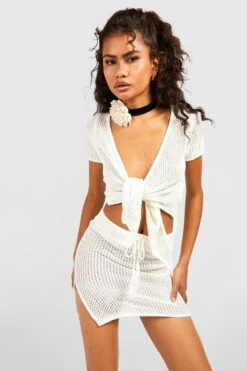 Gehäkeltes Oberteil Mit Schnür-Detail & Minirock