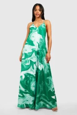 Maxikleid Mit Marmor-Print -Günstiges Mode Takt Geschäft gzz44050 green xl 2
