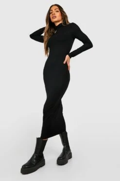Basic Maxikleid Mit Rollkragen -Günstiges Mode Takt Geschäft gzz45790 black xl 2