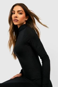 Basic Maxikleid Mit Rollkragen -Günstiges Mode Takt Geschäft gzz45790 black xl 3