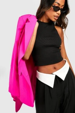 Geripptes Racer Crop Top