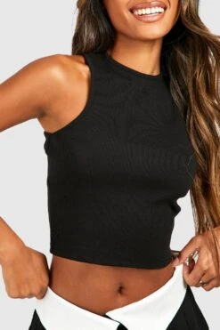 Geripptes Racer Crop Top -Günstiges Mode Takt Geschäft gzz46849 black xl 3