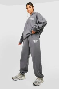 Oversize Jogginghose Mit Sports Club Slogan -Günstiges Mode Takt Geschäft gzz47418 charcoal xl 2