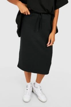 Sweat-Midirock Mit Kordelzug 7 Sweat-Midirock Mit Kordelzug -Günstiges Mode Takt Geschäft gzz47458 black xl 3