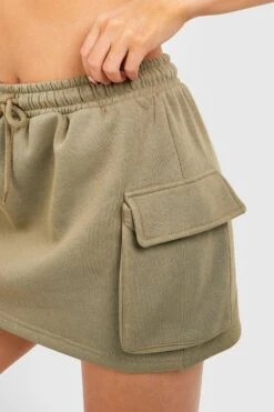 Sweat-Minirock Mit Cargo-Taschen Und Kordelzug 7 Sweat-Minirock Mit Cargo-Taschen Und Kordelzug -Günstiges Mode Takt Geschäft gzz47460 khaki xl 3