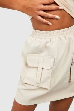 Cargo Micro Minirock Mit Elastischem Bund -Günstiges Mode Takt Geschäft gzz47688 beige xl 3