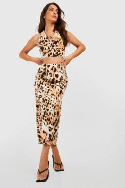 Midirock Mit Leopardenprint -Günstiges Mode Takt Geschäft gzz47830 brown xl 2