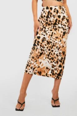 Midirock Mit Leopardenprint -Günstiges Mode Takt Geschäft gzz47830 brown xl 3