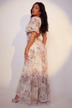 Petite Florales Maxikleid Mit Weiten Ärmeln 5 Petite Florales Maxikleid Mit Weiten Ärmeln -Günstiges Mode Takt Geschäft gzz48898 white xl 1