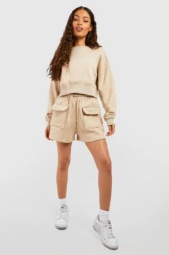 Sweat-Shorts Mit Cargo-Taschen -Günstiges Mode Takt Geschäft gzz49734 stone xl 2