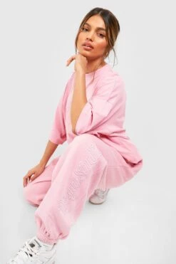 Jogginghose Mit 3D Slogan Stickerei 6 Jogginghose Mit 3D Slogan Stickerei -Günstiges Mode Takt Geschäft gzz49869 pink xl 2