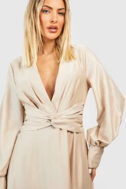 Satin-Maxikleid Mit Twist Vorne 7 Satin-Maxikleid Mit Twist Vorne -Günstiges Mode Takt Geschäft gzz50278 champagne xl 3