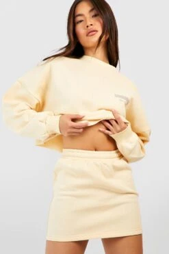 Slogan Sweat-Rock Mit Kordelzug -Günstiges Mode Takt Geschäft gzz50790 lemon xl 2