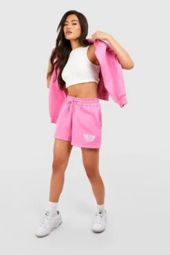 Sweatshirt Mit Sports Club Slogan Und Shorts -Günstiges Mode Takt Geschäft gzz51055 pink xl 2