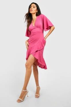 Wickel-Midikleid Mit Rüschen -Günstiges Mode Takt Geschäft gzz51138 hot20pink xl 2