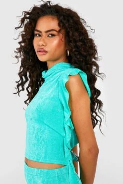 Strukturiertes Crop Top Mit Rüschen-Detail