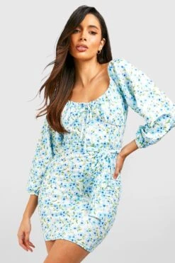 Strukturiertes Florales Minikleid