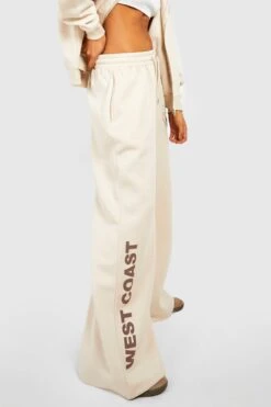Jogginghose Mit Weitem Bein Und West Coast Slogan -Günstiges Mode Takt Geschäft gzz52300 stone xl 3