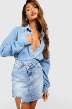 Minirock Mit Asymmetrischem Bund Und Ausgefranstem Saum 6 Minirock Mit Asymmetrischem Bund Und Ausgefranstem Saum -Günstiges Mode Takt Geschäft gzz52610 vintage20wash xl 2