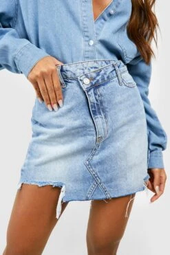 Minirock Mit Asymmetrischem Bund Und Ausgefranstem Saum 7 Minirock Mit Asymmetrischem Bund Und Ausgefranstem Saum -Günstiges Mode Takt Geschäft gzz52610 vintage20wash xl 3