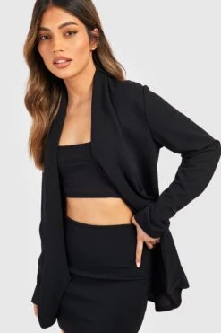 Lockerer Jersey-Blazer & Micro-Minirock 7 Lockerer Jersey-Blazer & Micro-Minirock -Günstiges Mode Takt Geschäft gzz52834 black xl 3