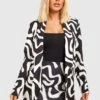 Jersey Blazer Mit Abstraktem Print & Micro-Minirock