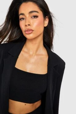 Jersey Crop Top Aus Crepestoff 7 Jersey Crop Top Aus Crepestoff -Günstiges Mode Takt Geschäft gzz52841 black xl 3