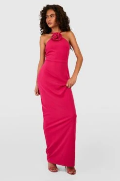 Neckholder-Maxikleid Mit Rosen-Detail 6 Neckholder-Maxikleid Mit Rosen-Detail -Günstiges Mode Takt Geschäft gzz52964 hot20pink xl 2