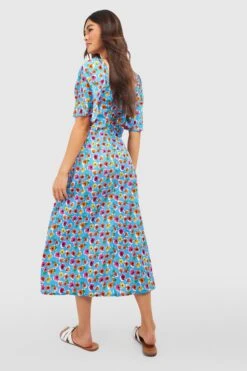 Kurzärmliges Florales Midikleid 5 Kurzärmliges Florales Midikleid -Günstiges Mode Takt Geschäft gzz53194 blue xl 1