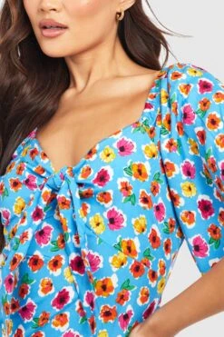 Kurzärmliges Florales Midikleid 7 Kurzärmliges Florales Midikleid -Günstiges Mode Takt Geschäft gzz53194 blue xl 3