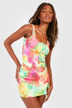 Floraler Minirock Mit Geteiltem Saum