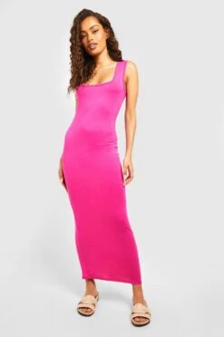 Basics Midikleid Mit Geradem Ausschnitt -Günstiges Mode Takt Geschäft gzz53528 hot20pink xl 2