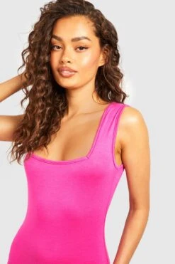 Basics Midikleid Mit Geradem Ausschnitt -Günstiges Mode Takt Geschäft gzz53528 hot20pink xl 3