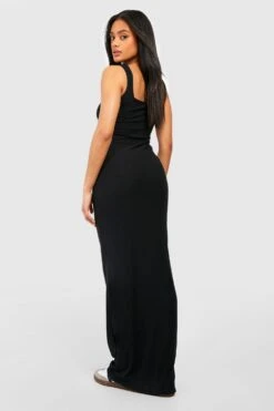 Soft Touch Maxikleid Mit Geradem Ausschnitt -Günstiges Mode Takt Geschäft gzz53578 black xl 1