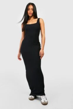 Soft Touch Maxikleid Mit Geradem Ausschnitt -Günstiges Mode Takt Geschäft gzz53578 black xl 2