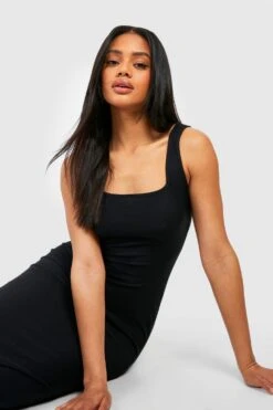 Soft Touch Maxikleid Mit Geradem Ausschnitt -Günstiges Mode Takt Geschäft gzz53578 black xl 3