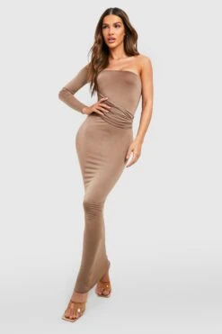 Gerafftes Wickel-Maxikleid -Günstiges Mode Takt Geschäft gzz53788 mushroom xl 2