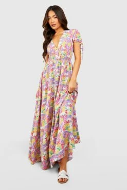 Florales Maxikleid Mit Geraffter Taille 6 Florales Maxikleid Mit Geraffter Taille -Günstiges Mode Takt Geschäft gzz54136 multi xl 2