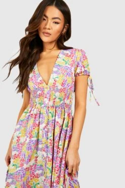 Florales Maxikleid Mit Geraffter Taille 7 Florales Maxikleid Mit Geraffter Taille -Günstiges Mode Takt Geschäft gzz54136 multi xl 3