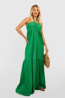 Strukturiertes Neckholder-Maxikleid -Günstiges Mode Takt Geschäft gzz54296 lime xl 2