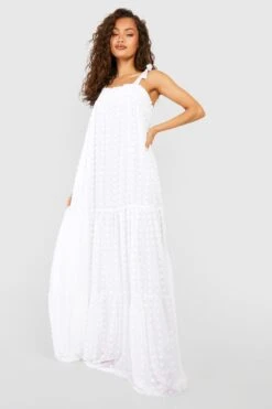 Strukturiertes Gestuftes Maxikleid Mit Schnür-Detail 6 Strukturiertes Gestuftes Maxikleid Mit Schnür-Detail -Günstiges Mode Takt Geschäft gzz54411 cream xl 2