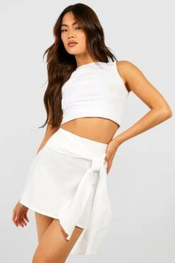 Baumwoll-Minirock In Knitteroptik Mit Gürtel