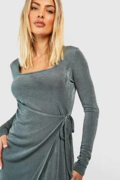 Strukturiertes Wickel-Minikleid -Günstiges Mode Takt Geschäft gzz54468 olive xl 3
