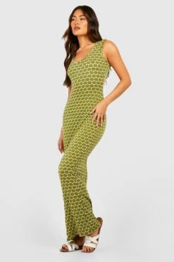 Strukturiertes ärmelloses Rundhals-Maxikleid 6 Strukturiertes ärmelloses Rundhals-Maxikleid -Günstiges Mode Takt Geschäft gzz54471 olive xl 2