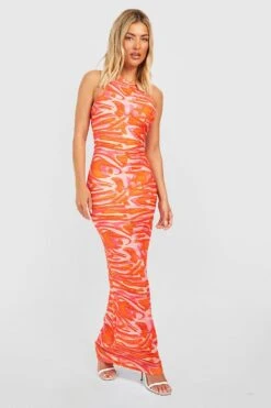 Strukturiertes Maxikleid Mit Abstraktem Print 6 Strukturiertes Maxikleid Mit Abstraktem Print -Günstiges Mode Takt Geschäft gzz54474 orange xl 2