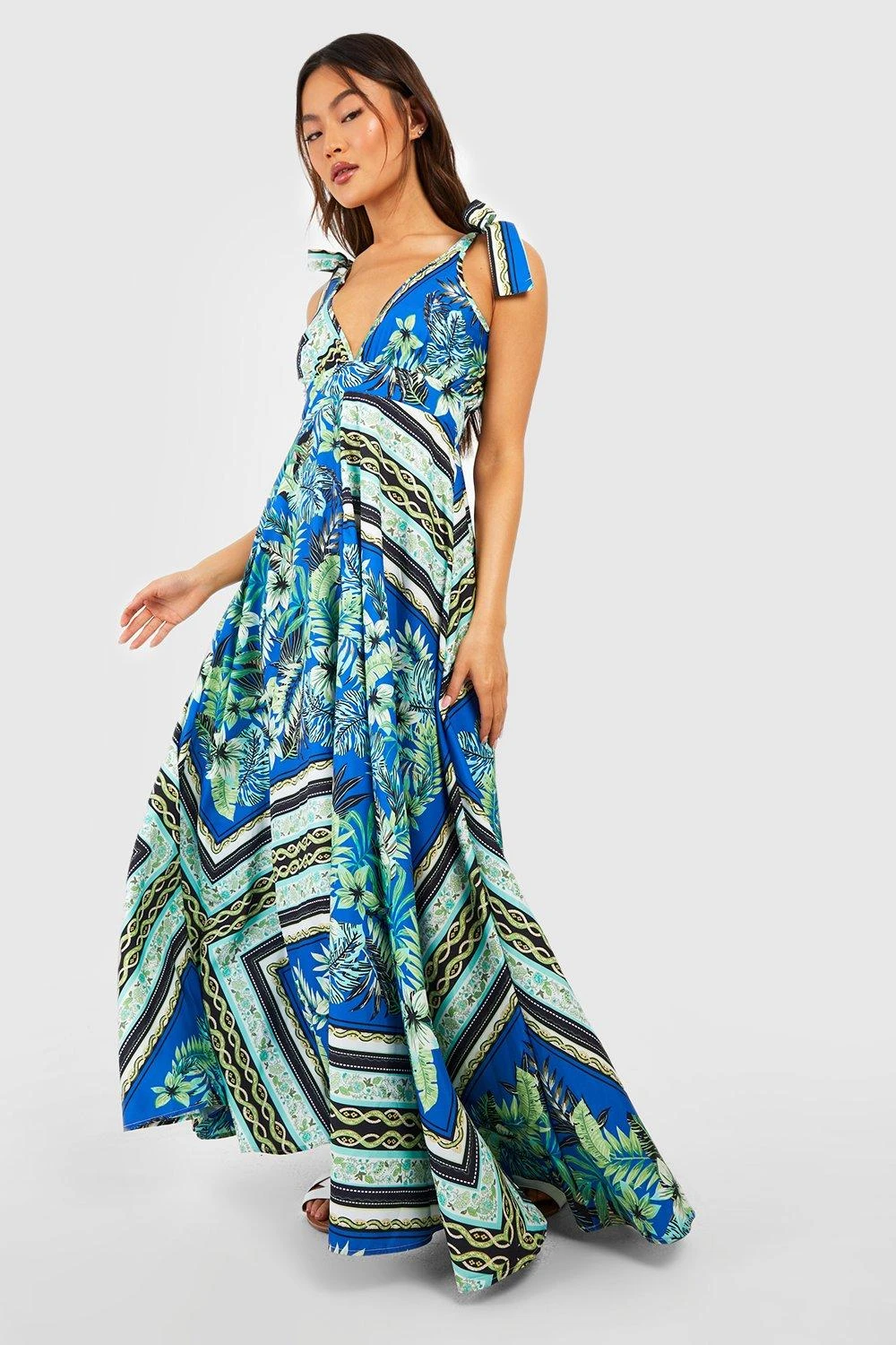 Maxikleid Mit Palmen-Print 1 Maxikleid Mit Palmen-Print