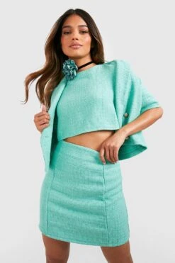 Tweed-Minirock Mit Hohem Bund