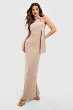 Einärmliges Wickel-Maxikleid