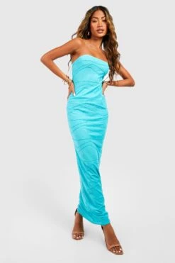 Strukturiertes Bandeau-Maxikleid Mit Naht-Detail -Günstiges Mode Takt Geschäft gzz55497 aqua xl 2